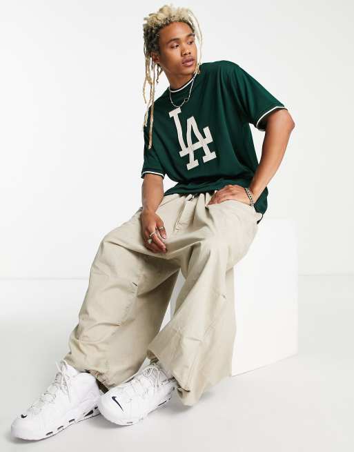 New Era LA Dodgers mesh applique t-shirt in green exclusive to ASOS