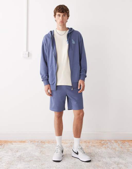 New Era LA Dodgers mini logo jersey shorts in blue, 2 of 5
