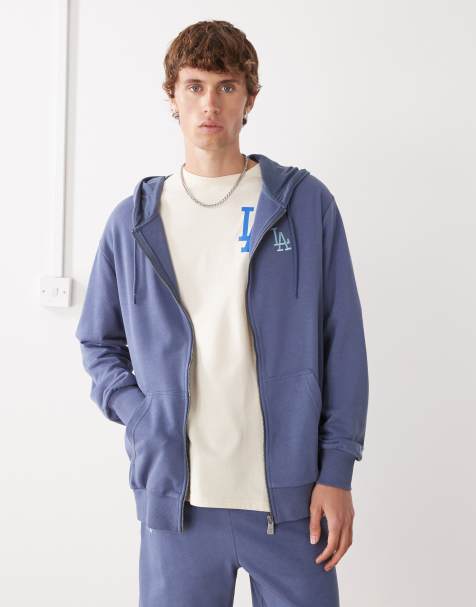 New Era LA Dodgers mini logo zip through hoodie in blue - view 1
