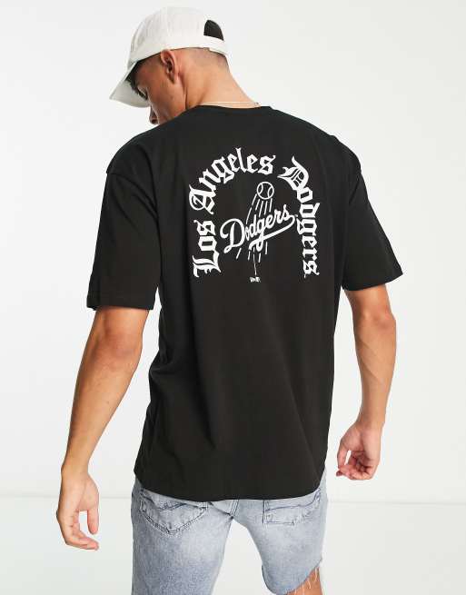 New Era LA Dodgers old english back print t-shirt in black | ASOS