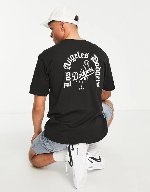 New Era LA Dodgers old english backprint t-shirt in black