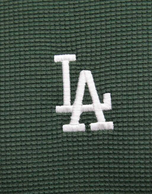 New Era – LA Dodgers – Oversize-T-Shirt in Dunkelgrün mit Waffelstruktur und Logo, 3 von 5