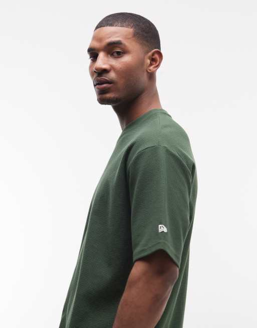New Era – LA Dodgers – Oversize-T-Shirt in Dunkelgrün mit Waffelstruktur und Logo, 4 von 5