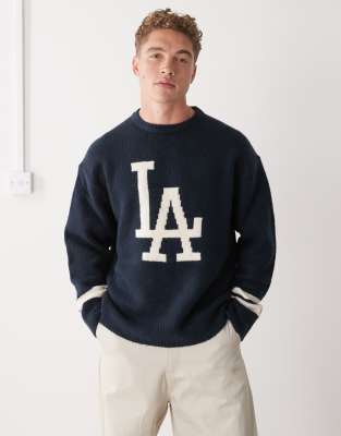 New Era New Era LA Dodgers oversized knitted jumper in navy
