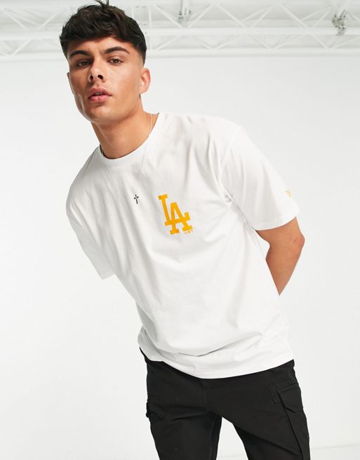 New Era LA Dodgers two tone oversized t-shirt in off white exclusive to ASOS