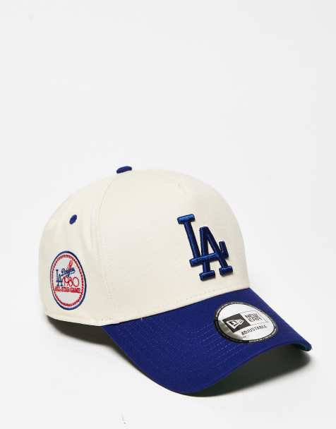 New Era LA Dodgers patch frame cap with contrast peak in blue multi - view 1