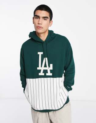 New Era New Era LA Dodgers pinstripe hoodie in green exclusive to ASOS