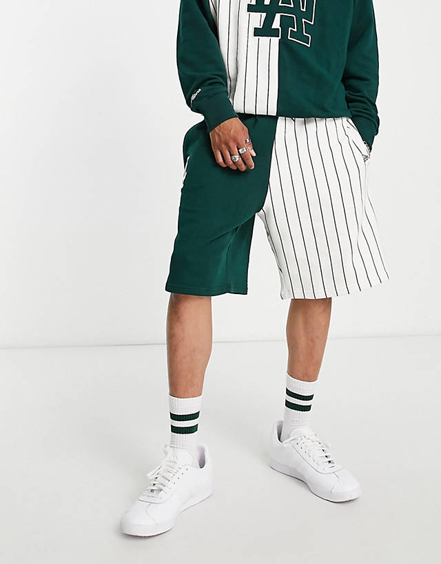 New Era - la dodgers pinstripe splice shorts in green exclusive to asos