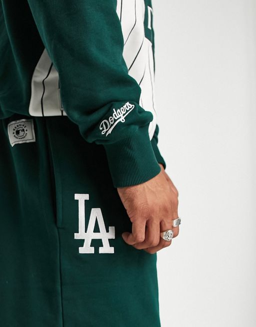 New Era LA Dodgers pinstripe splice t-shirt in green exclusive to ASOS