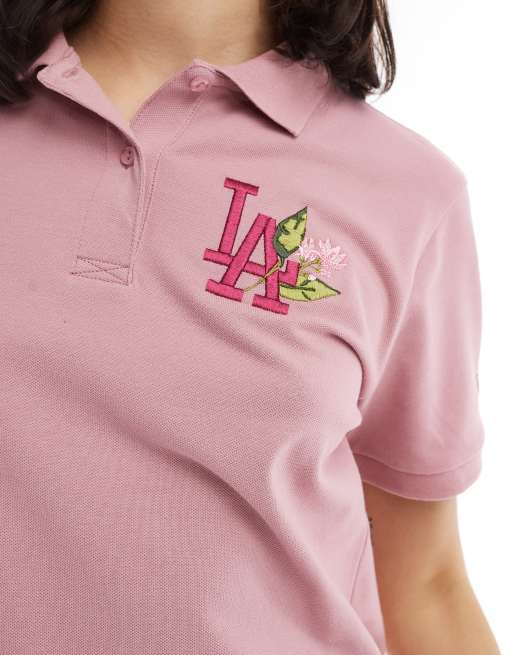 New Era - LA Dodgers - Polo T-shirtjurk in roze, 3 van 4