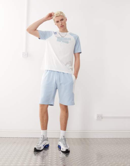 New Era LA Dodgers raglan t-shirt co-ord in blue multi, 2 of 4
