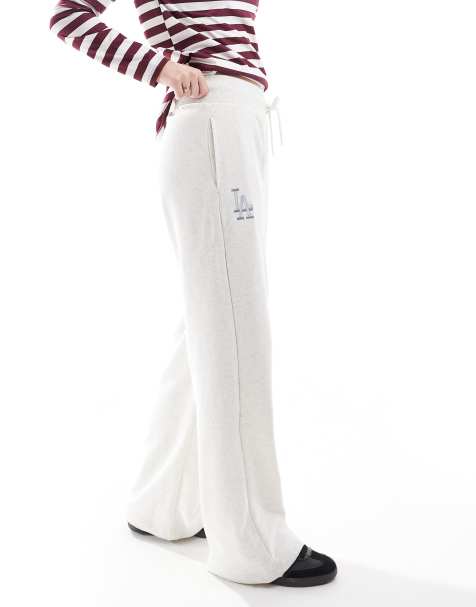 New Era - LA Dodgers - Rechte joggingbroek in crème - view 1