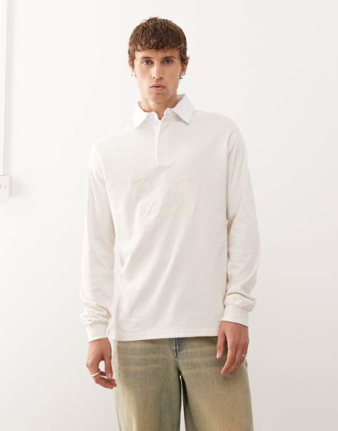 New Era LA Dodgers script logo rugby shirt in cream - view 1
