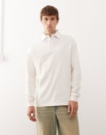 [New Era] New Era LA Dodgers script logo rugby shirt in cream-White L CREAM