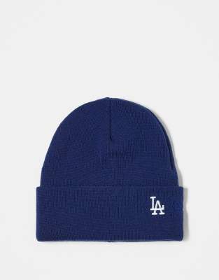 New Era - LA Dodgers - Strickmütze in Blau mit kleinem Logo auf Umschlag