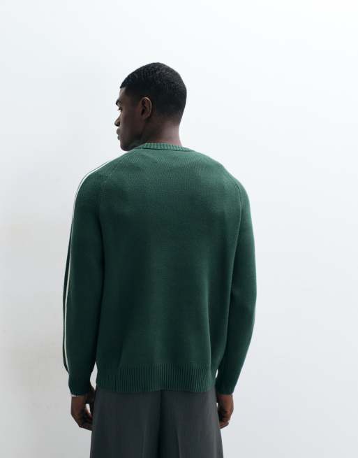 New Era – LA Dodgers – Strickpullover in Dunkelgrün mit großem Logo und farblich abgesetzter Paspelierung, 5 von 5