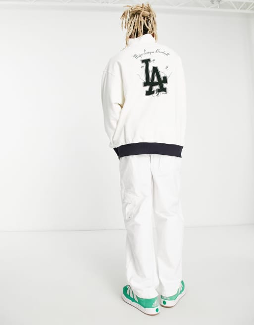 New Era - LA Dodgers - Sweater met korte rits in gebroken wit, exclusief bij ASOS