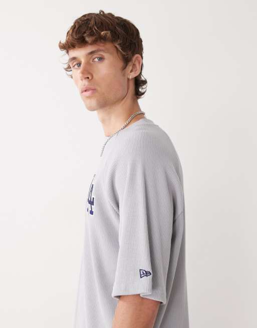 New Era – LA Dodgers – Szary T-shirt oversize o waflowej strukturze, 4 z 5