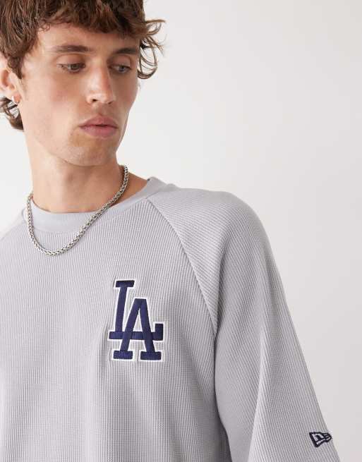 New Era – LA Dodgers – Szary T-shirt oversize o waflowej strukturze, 5 z 5