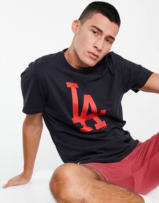 New Era MLB LA Dodgers logo t-shirt in light navy exclusive as ASOS