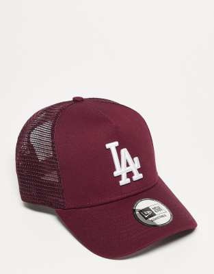 New Era New Era LA Dodgers trucker cap in burgundy-Red