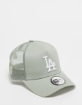 [New Era] New Era LA Dodgers trucker cap in sage green No Size Green