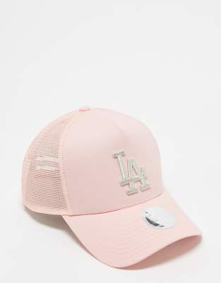 New Era - LA Dodgers - Trucker-Kappe in Rosa mit Metallic-Logo