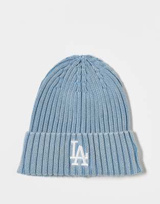 村上隆 MLB New Era LA Dodgers Cuff Beanie New Era LA Dodgers two tone chunky knit cuff beanie in blue | ASOS
