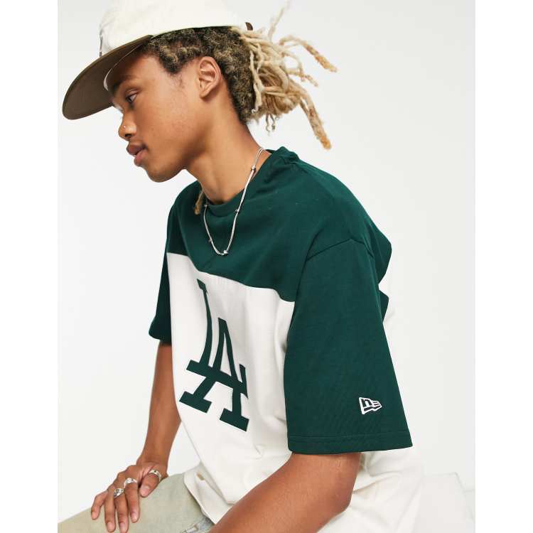 New Era LA Dodgers two tone oversized t-shirt in off white