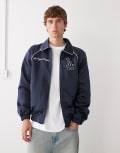 [New Era] New Era LA Dodgers varsity bomber jacket in navy satin XL NAVY