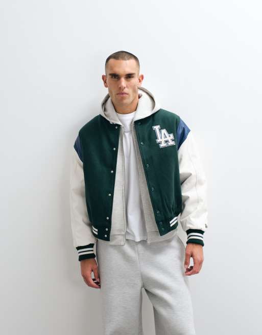 New Era - LA Dodgers - Veste Teddy en laine mélangée - Vert multicolore, 1 de 5