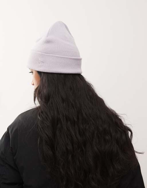 New Era LA Dodgers womens logo wide cuff knit beanie in lilac, 2 of 3