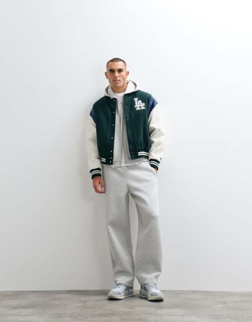 New Era LA Dodgers wool mix varsity jacket in green multi, 5 of 5