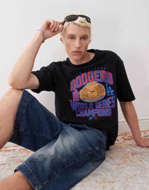 New Era LA Dodgers world series motif t-shirt in navy - view 1