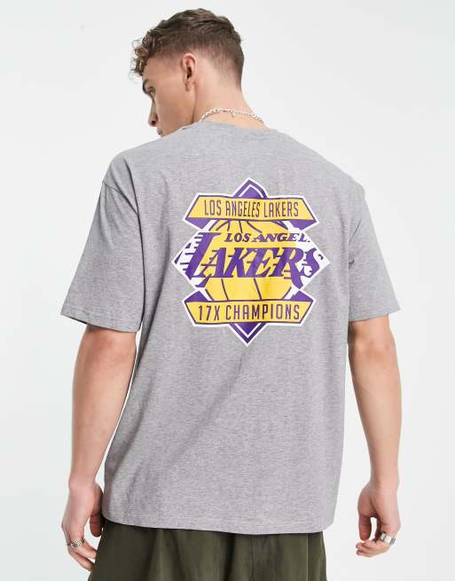 New Era - LA Lakers NBA Baseball Jersey Grey T-Shirt - Grey