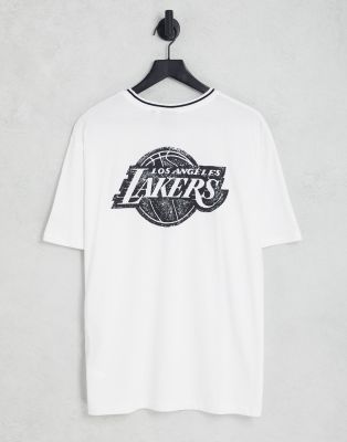 New Era LA Lakers distressed backprint oversized t-shirt in white