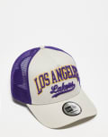 [New Era] New Era LA Lakers E Frame trucker cap in cream multi One Size MULTI