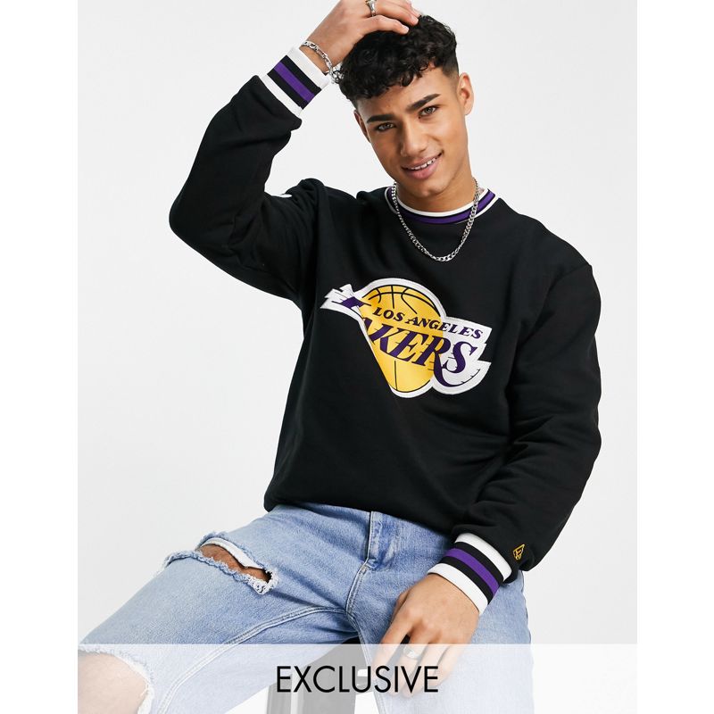 T-shirt e Canotte Uomo New Era - LA Lakers - Felpa oversize nera con applicazioni in rete - In esclusiva su ASOS