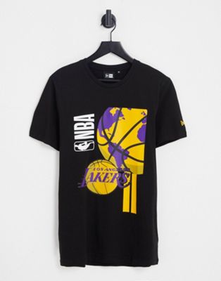 New Era LA Lakers globe graphic t-shirt in black