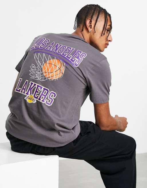 New Era LA Lakers champions backprint t-shirt in grey