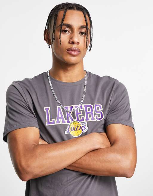 New Era LA Lakers champions backprint t-shirt in grey