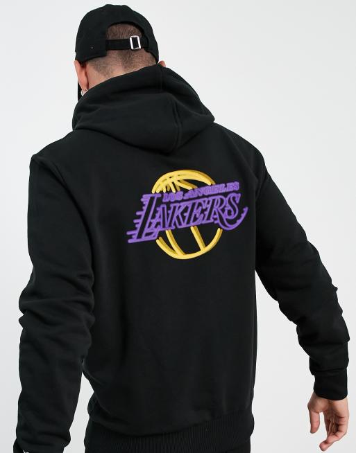 New Era La Lakers Kapuzenpullover In Schwarz Mit Neonfarbenem Print Asos