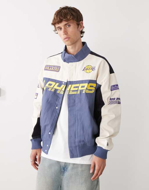 New Era LA Lakers motocross jacket in blue and white