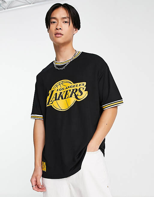 New Era LA Lakers oversized mesh t-shirt in black