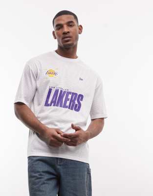 LA Lakers - T-Shirt aus Netzstoff in Weiß mit Grafik Weiß XL