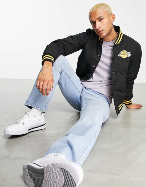 New Era LA Lakers varsity jacket in black ASOS