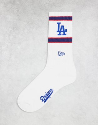 New Era LA logo socks in white
