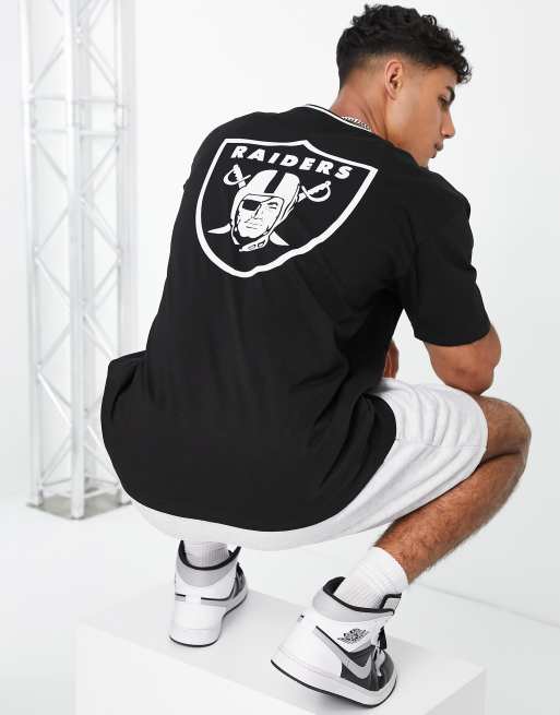 New Era - Las Vegas Raiders - Oversized T-shirt met distressed achterkant en print in zwart