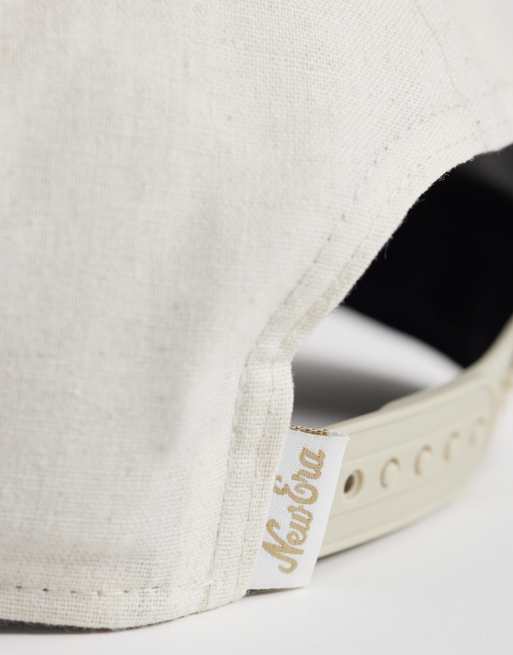 New Era – Leinen-Kappe in Cremeweiß mit durchgehendem Frontpanel und Logo-Aufnäher, 3 von 3