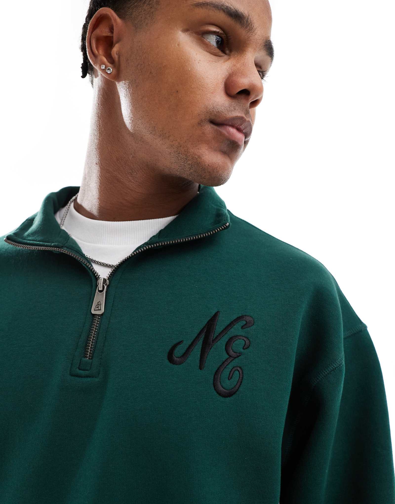 Спортивный топ на молнии New Era Lifestyle зеленого цвета